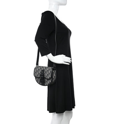 Christian Dior Oblique Grained Calfskin Mini Gallop Bag With Strap Black Beige 2 of 14