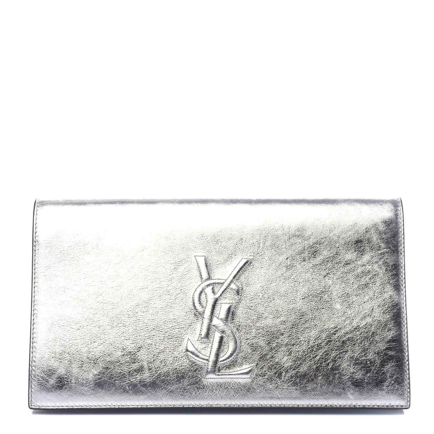 Metallic Calfskin Monogram Large Belle De Jour Clutch Silver