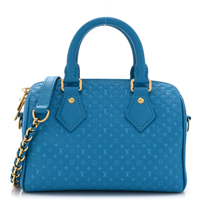 Louis Vuitton Calfskin Nanogram Embossed Speedy Bandouliere 20 Blue 1 of 9