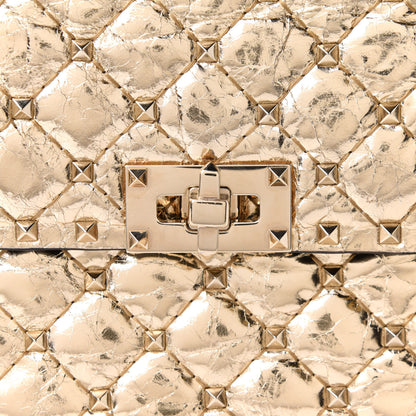 Valentino Garavani Metallic Wrinkled Lambskin Medium Rockstud Spike Shoulder Bag Mekong 7 of 9