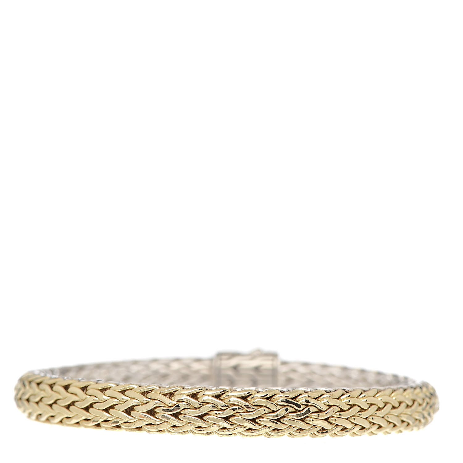 John Hardy Sterling Silver 18K Yellow Gold Diamond 7.5mm Classic Chain Reversible Bracelet 3 of 5