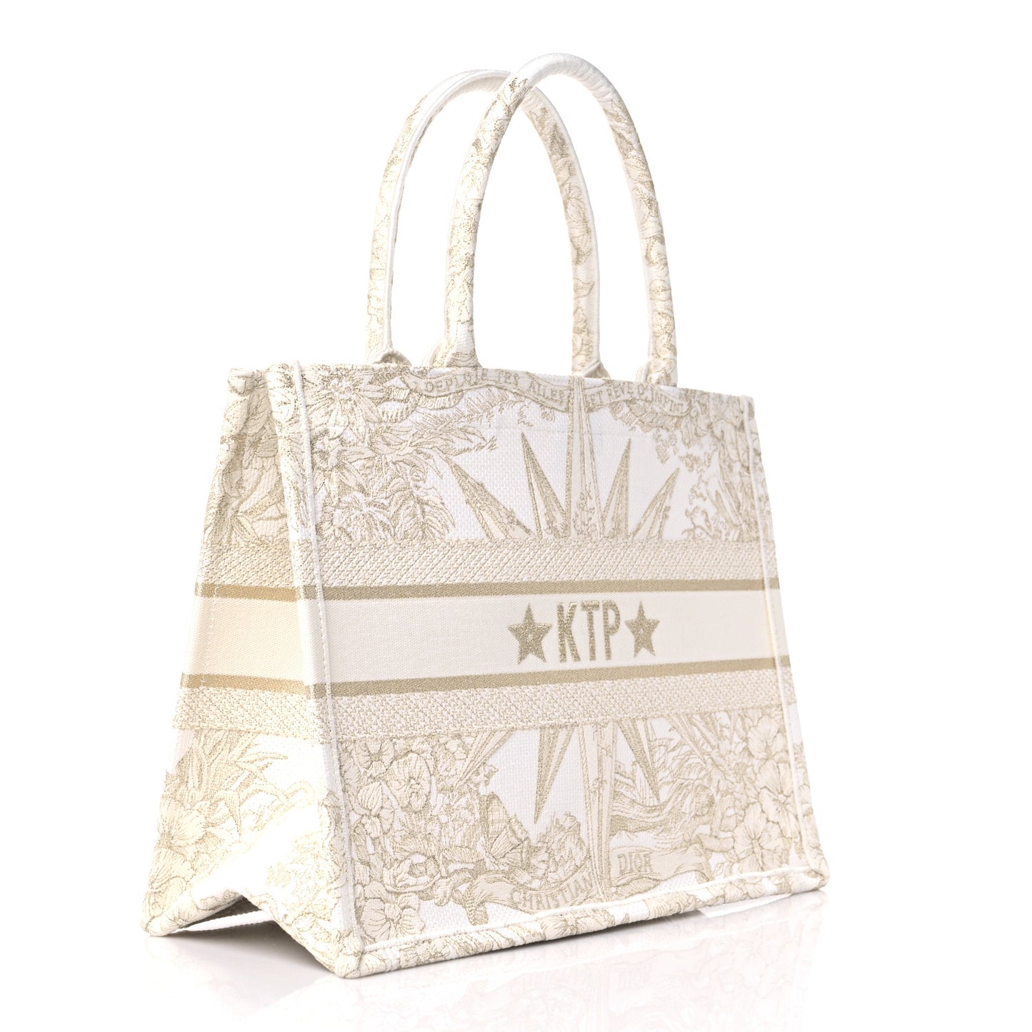 Canvas Embroidered Medium Rêve d'Infini Book Tote Gold