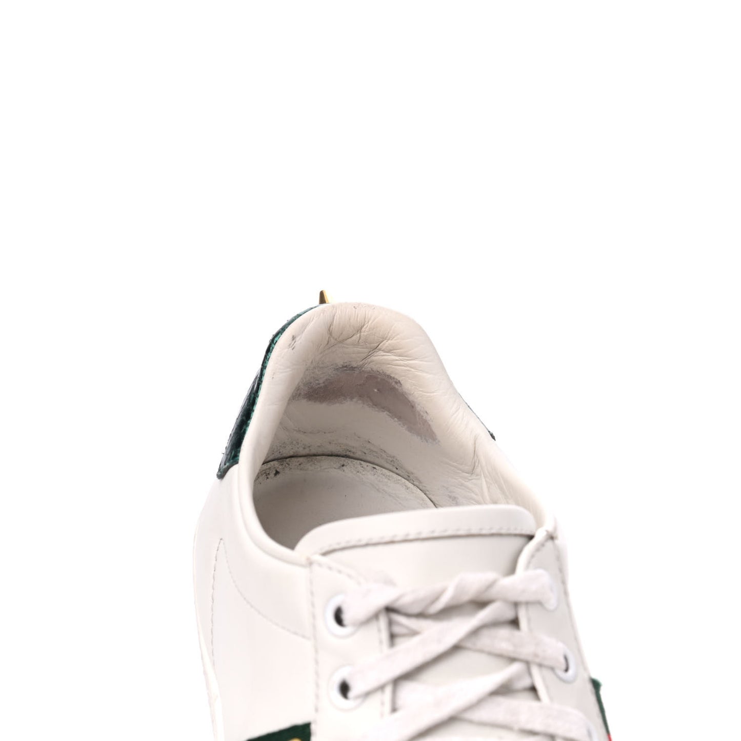Calfskin Web Pearl Studded Womens Ace Sneakers 36.5 White