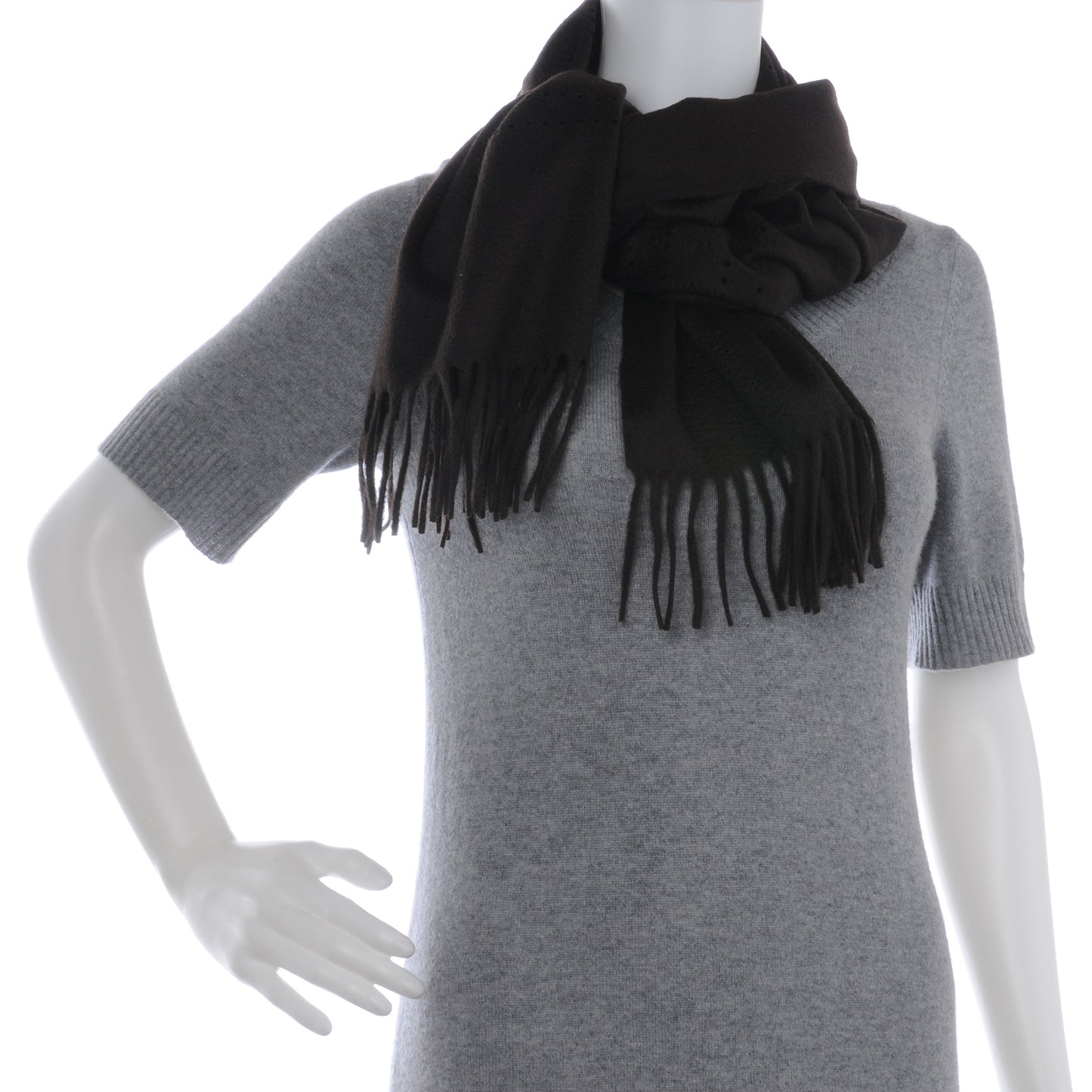 Cashmere Perforated Scarf Brown