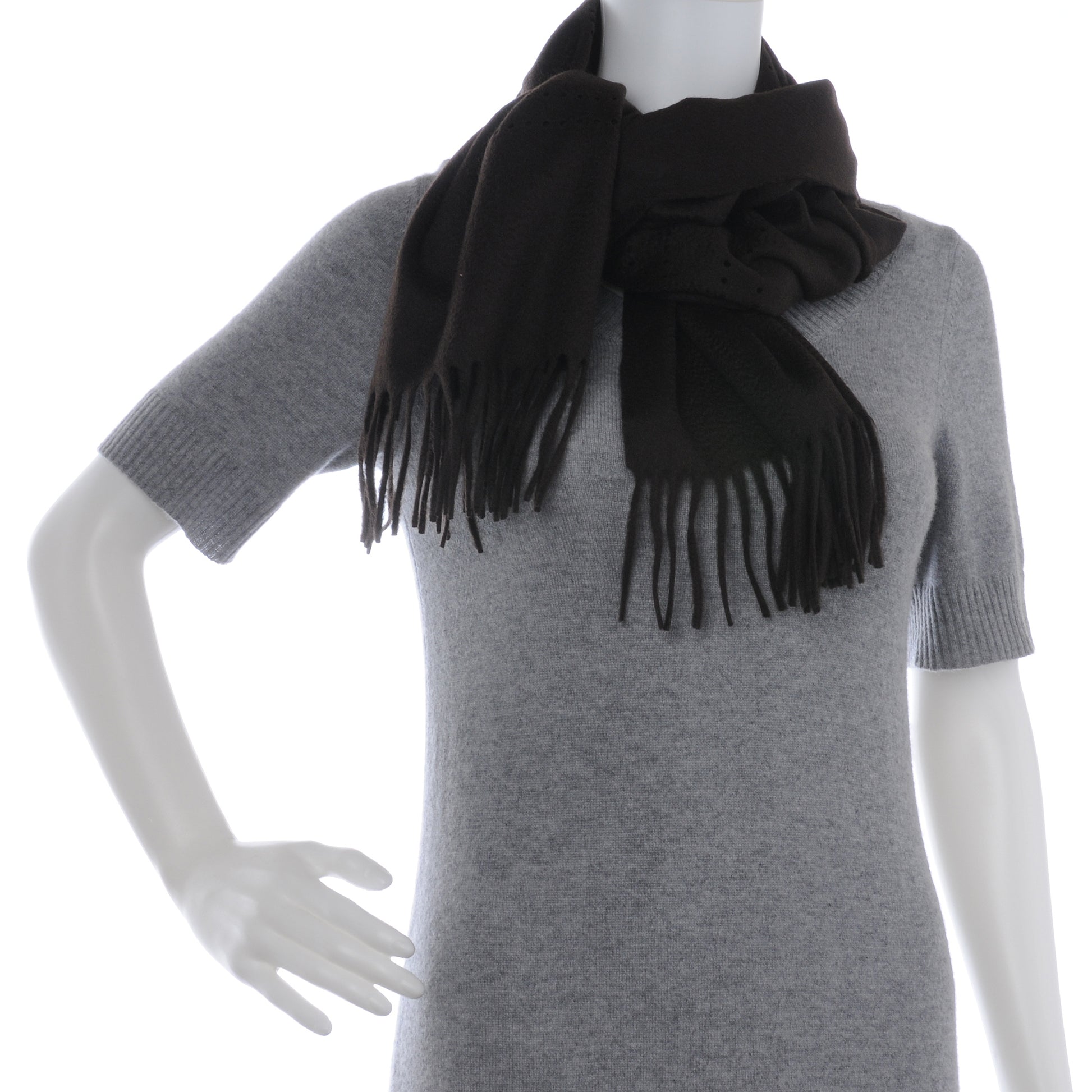 Louis Vuitton Cashmere Perforated Scarf Brown 3 of 4