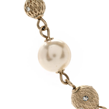 Chanel Strass Crystal Pearl Beaded CC Short Necklace Gold 6 of 6