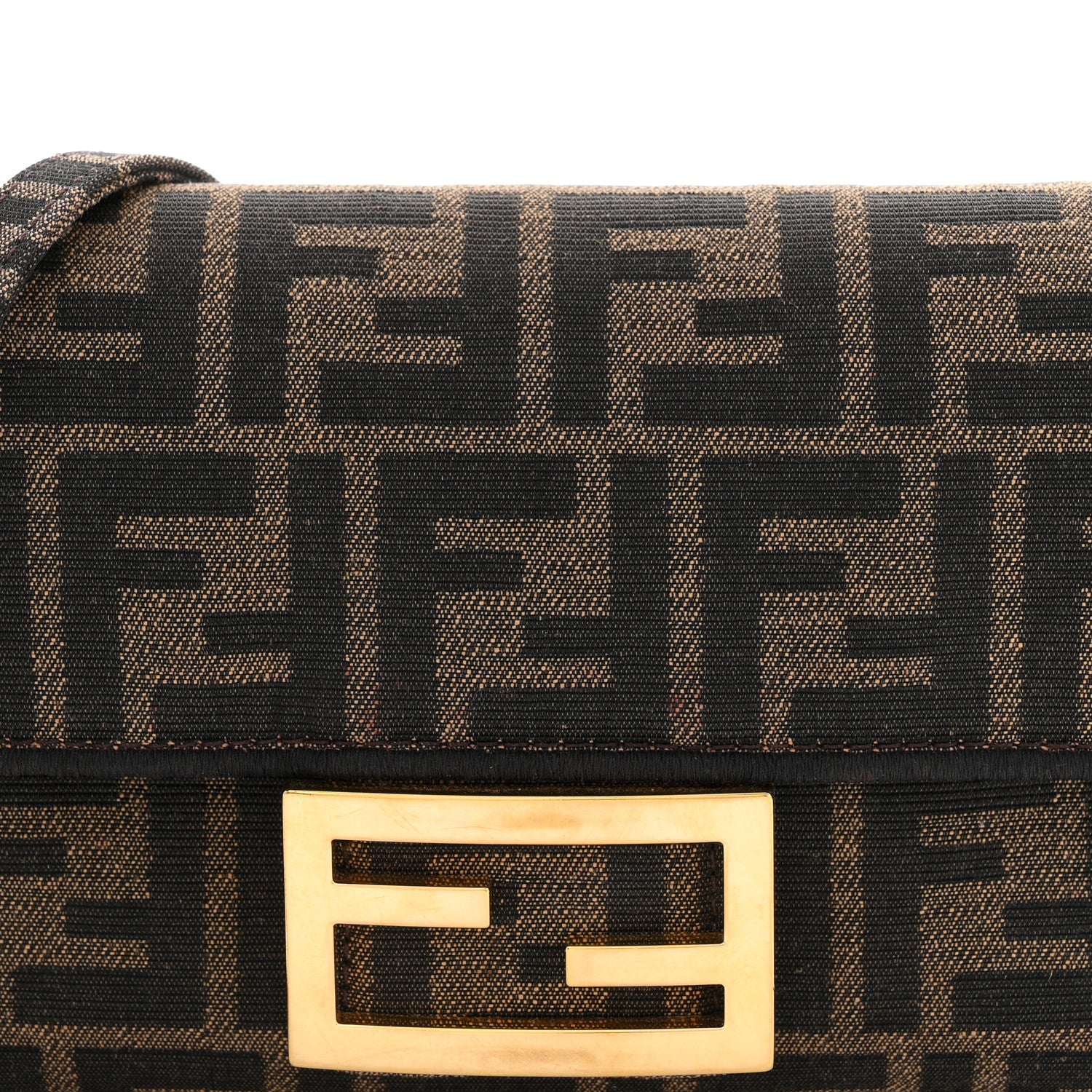 Fendi Fabric Jacquard FF 1974 Mini Baguette Tobacco Moro Black 8 of 12