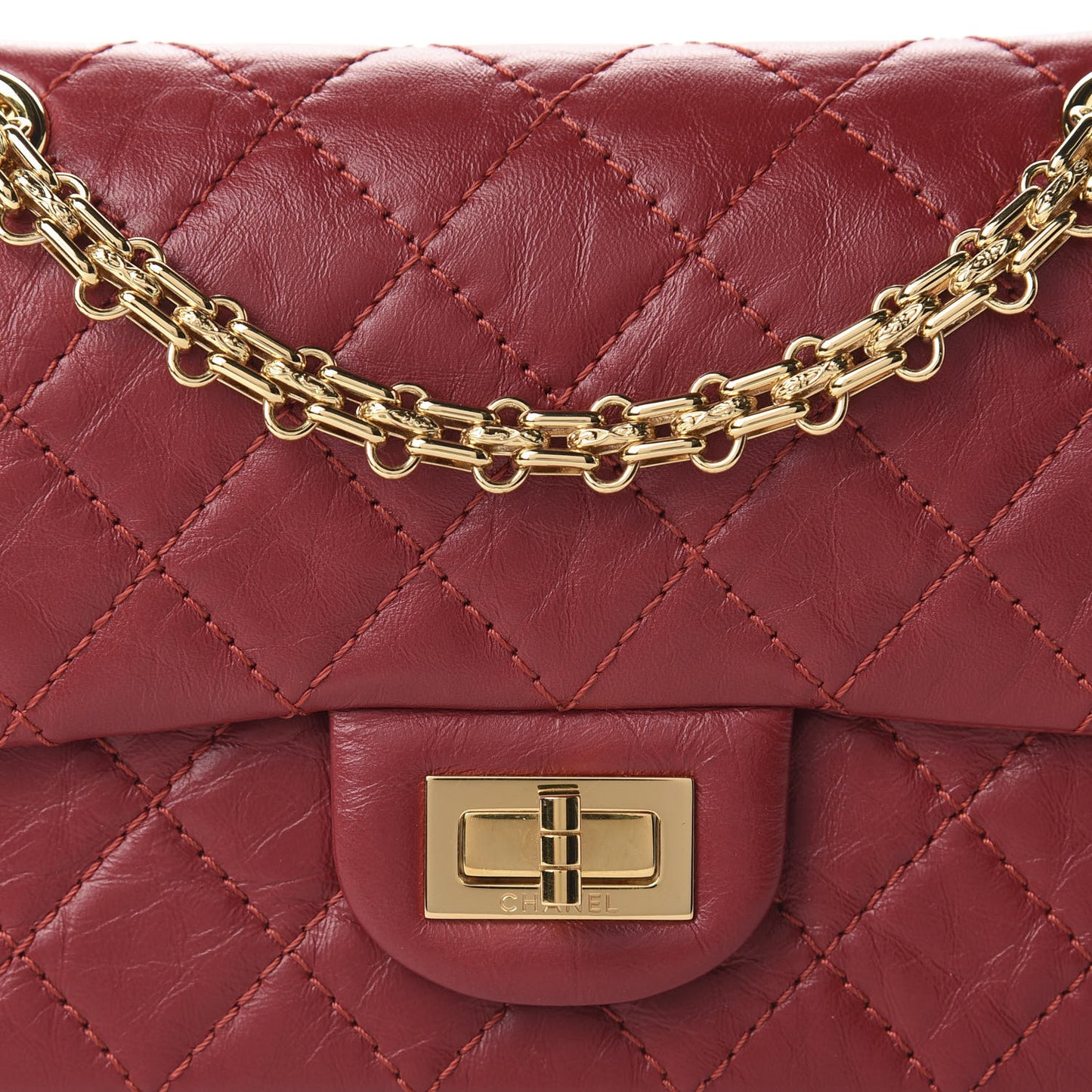 Aged Calfskin Quilted 2.55 Reissue Mini Flap Red