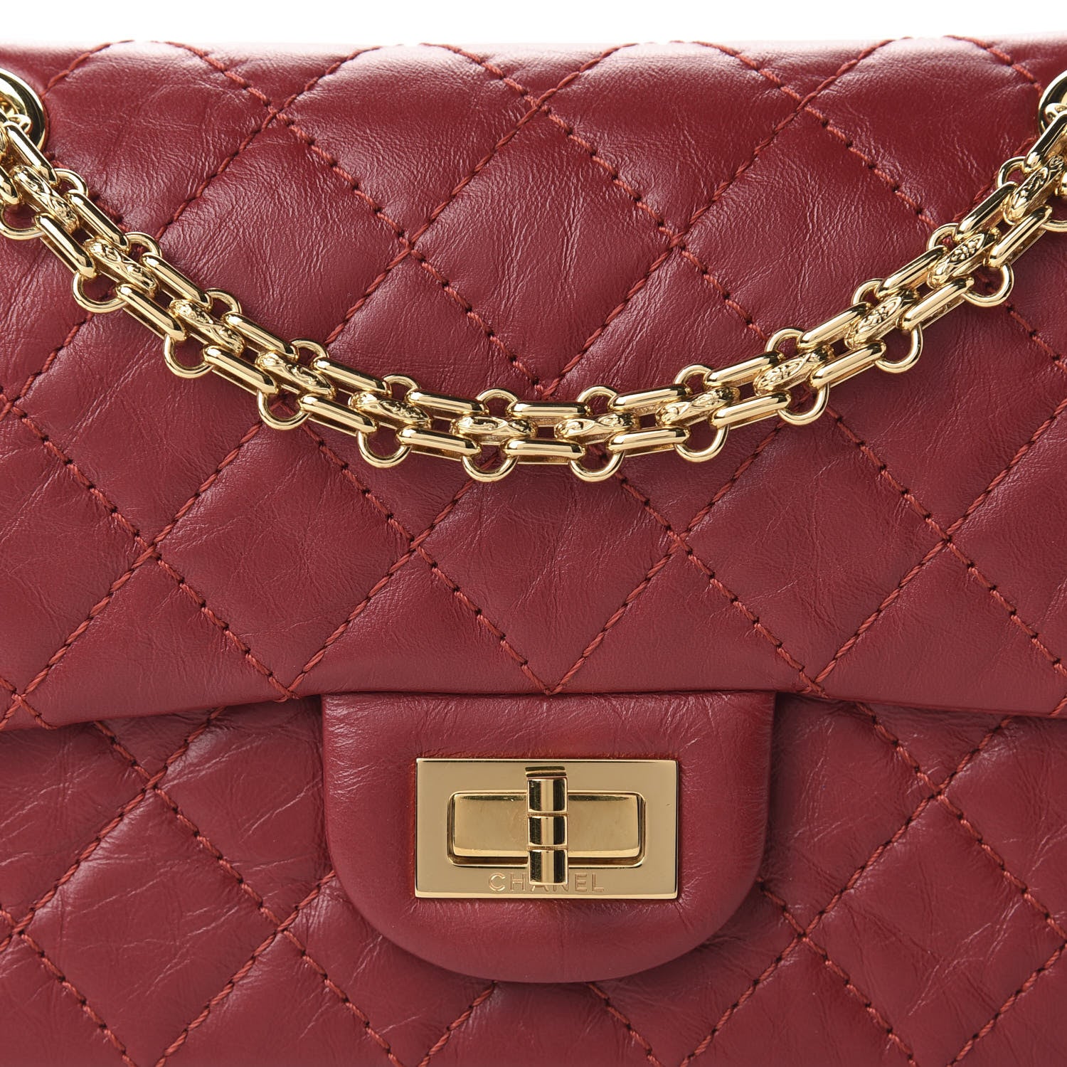 Chanel Aged Calfskin Quilted 2.55 Reissue Mini Flap Red 10 of 11