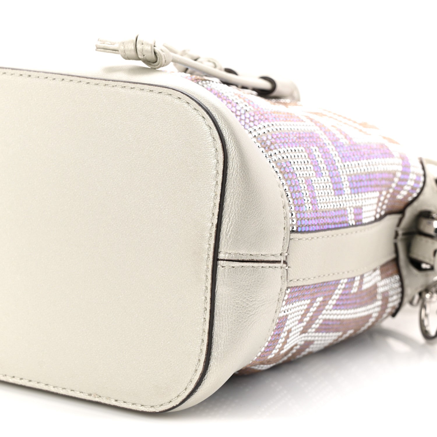 Fendi Crystal Vitello Laminato FF Mini Mon Tresor Bucket Bag Crystal Argento 10 of 10