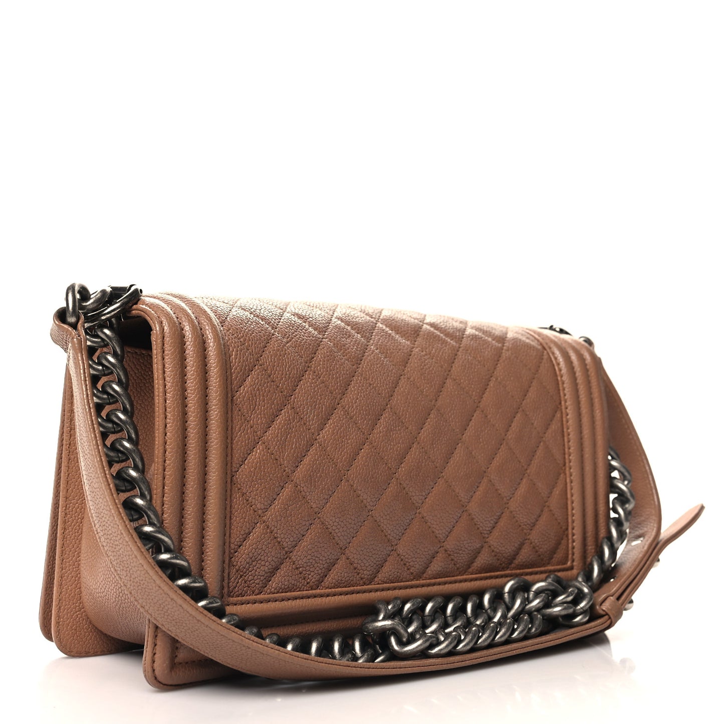 Caviar Quilted Medium Boy Flap Beige