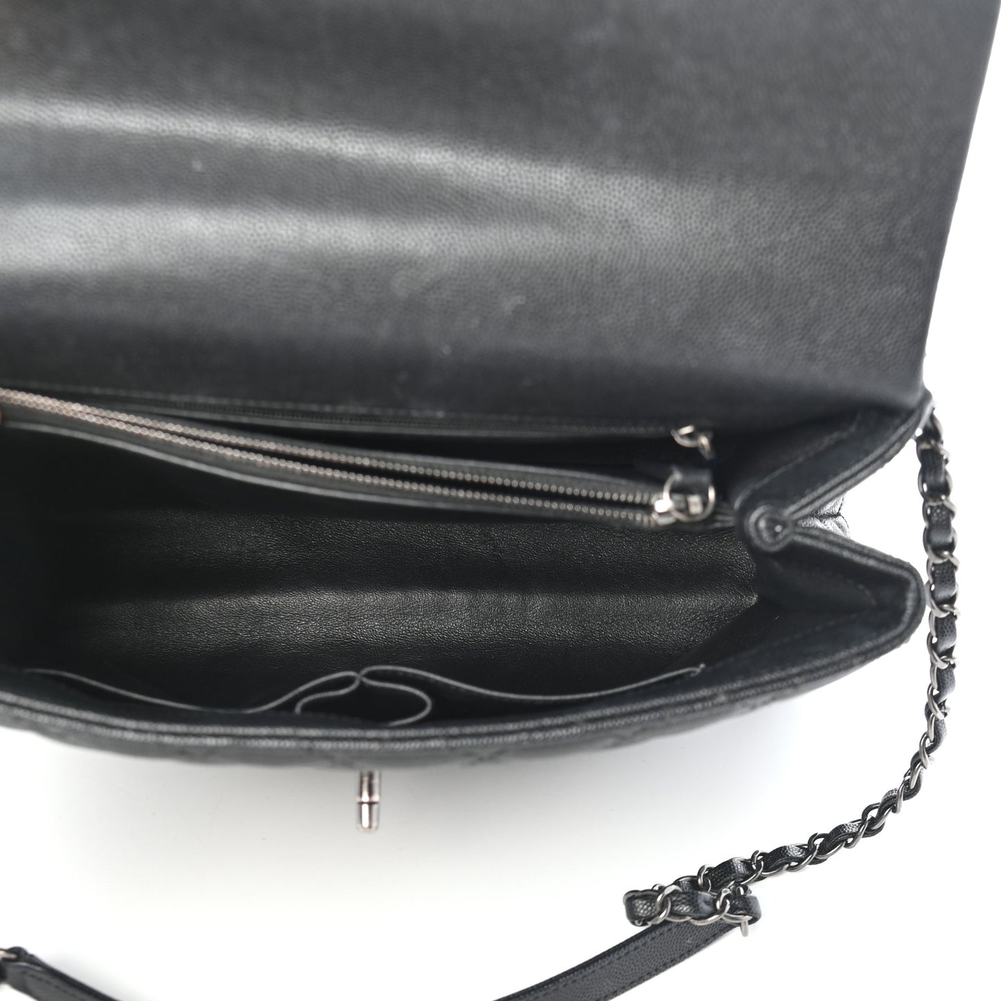 Caviar Lizard Quilted Large Coco Handle Flap Black