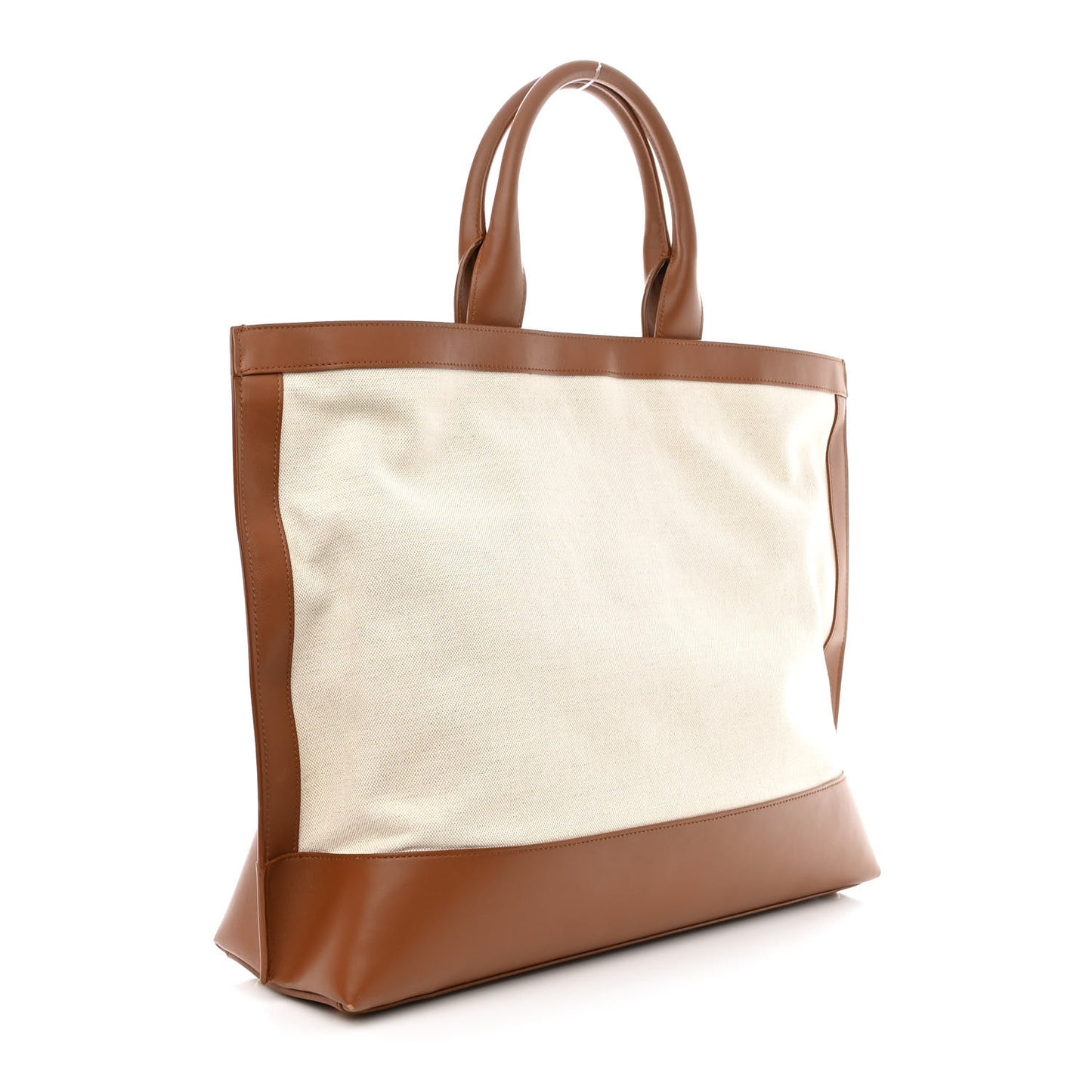 Calfskin Linen Two Tone Cabas Tote Beige