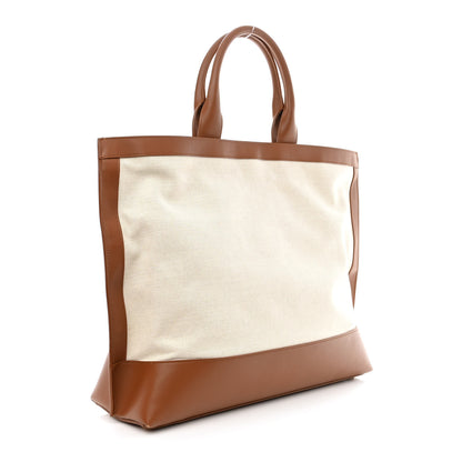 Saint Laurent Calfskin Linen Two Tone Cabas Tote Beige 3 of 10