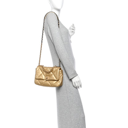 Chanel Metallic Goatskin Quilted Medium Chanel 19 Flap Gold 2 of 10