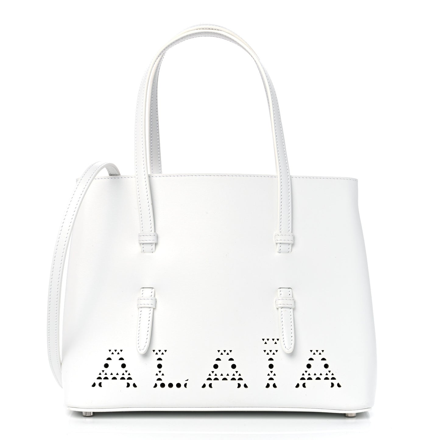 Calfskin Laser Cut Mina 25 Bag White
