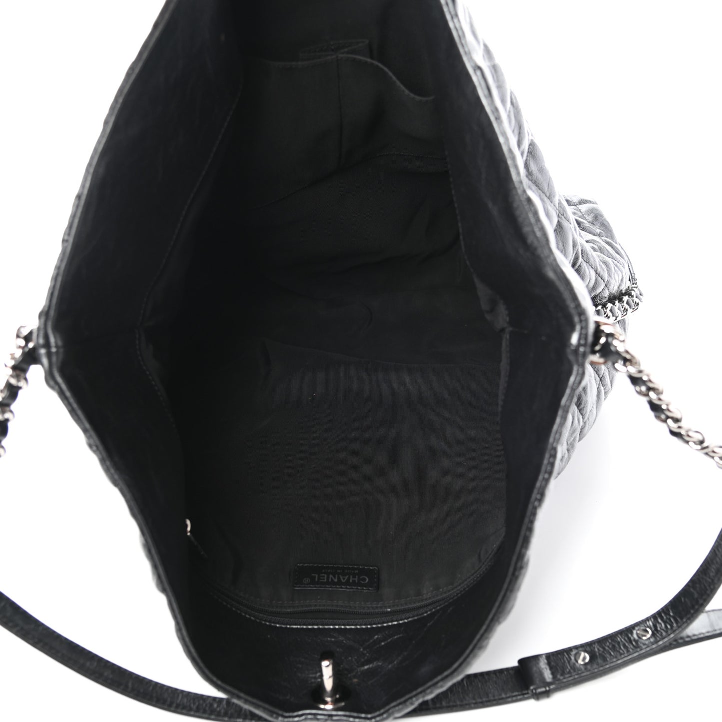 Crackled Calfskin Quilted Large Big Bang Hobo Black