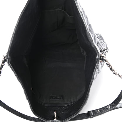 Chanel Crackled Calfskin Quilted Large Big Bang Hobo Black 5 of 10