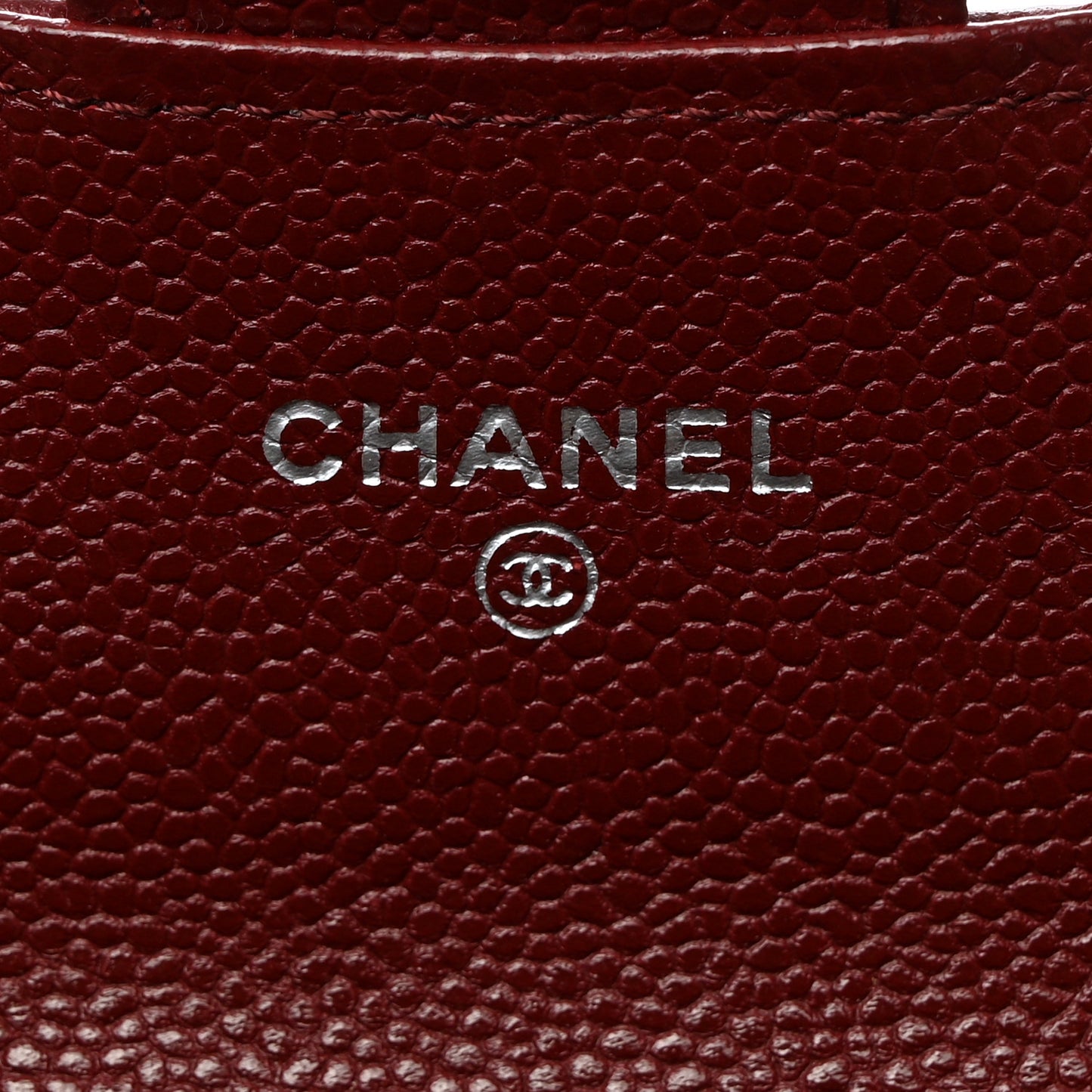 Iridescent Caviar Quilted Flap Card Holder Wallet Burgundy