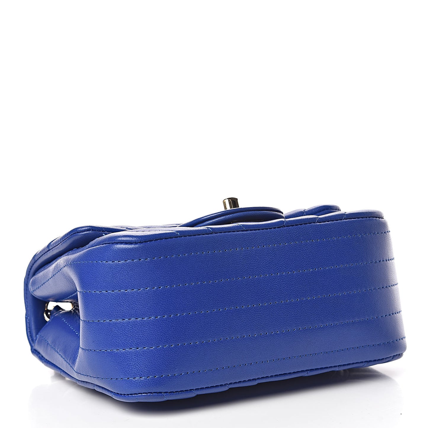 Lambskin Chevron Quilted Mini Square Flap Blue