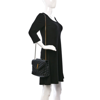 Saint Laurent Calfskin Y Quilted Monogram Small Loulou Chain Satchel Black 2 of 8