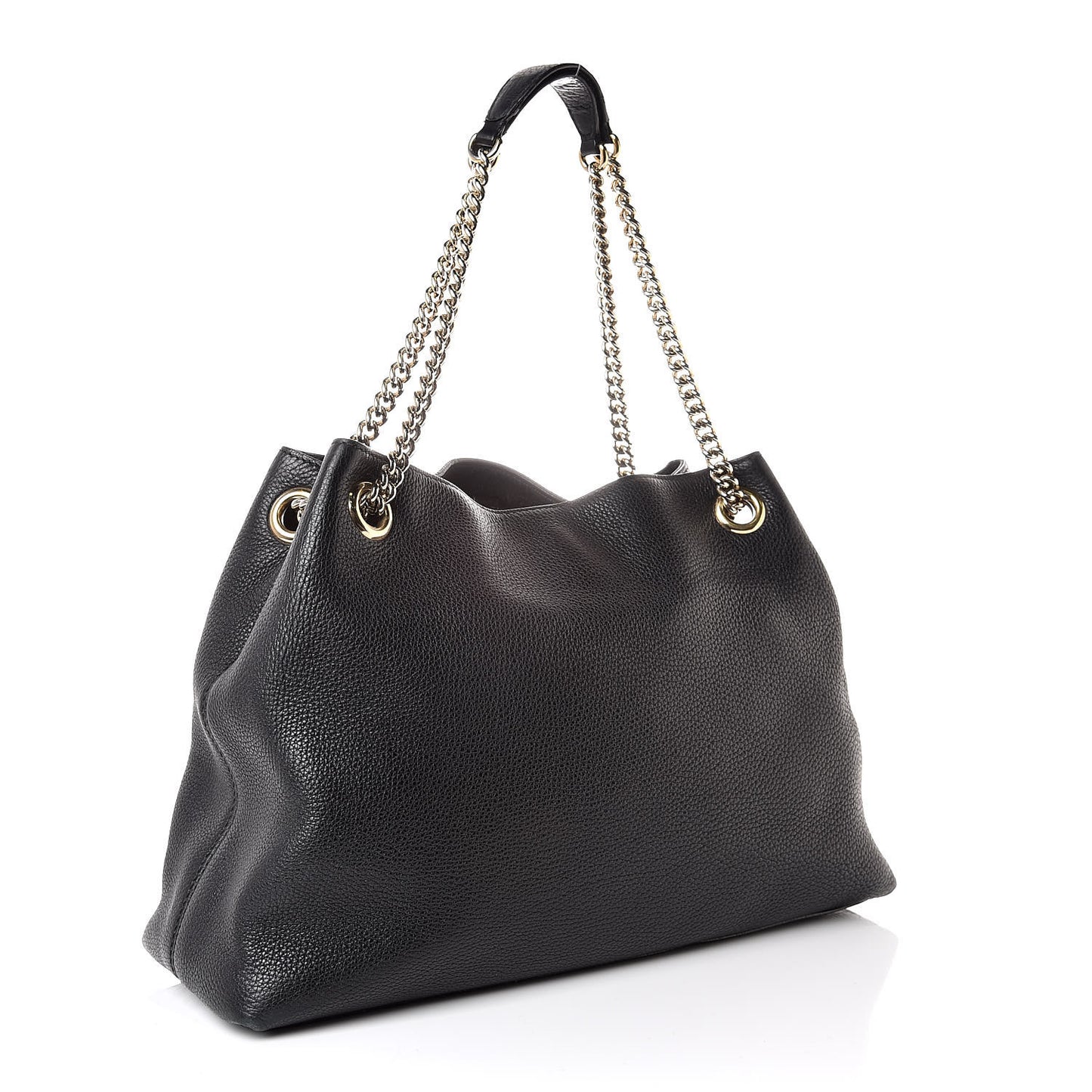 Pebbled Calfskin Medium Soho Chain Shoulder Bag Black