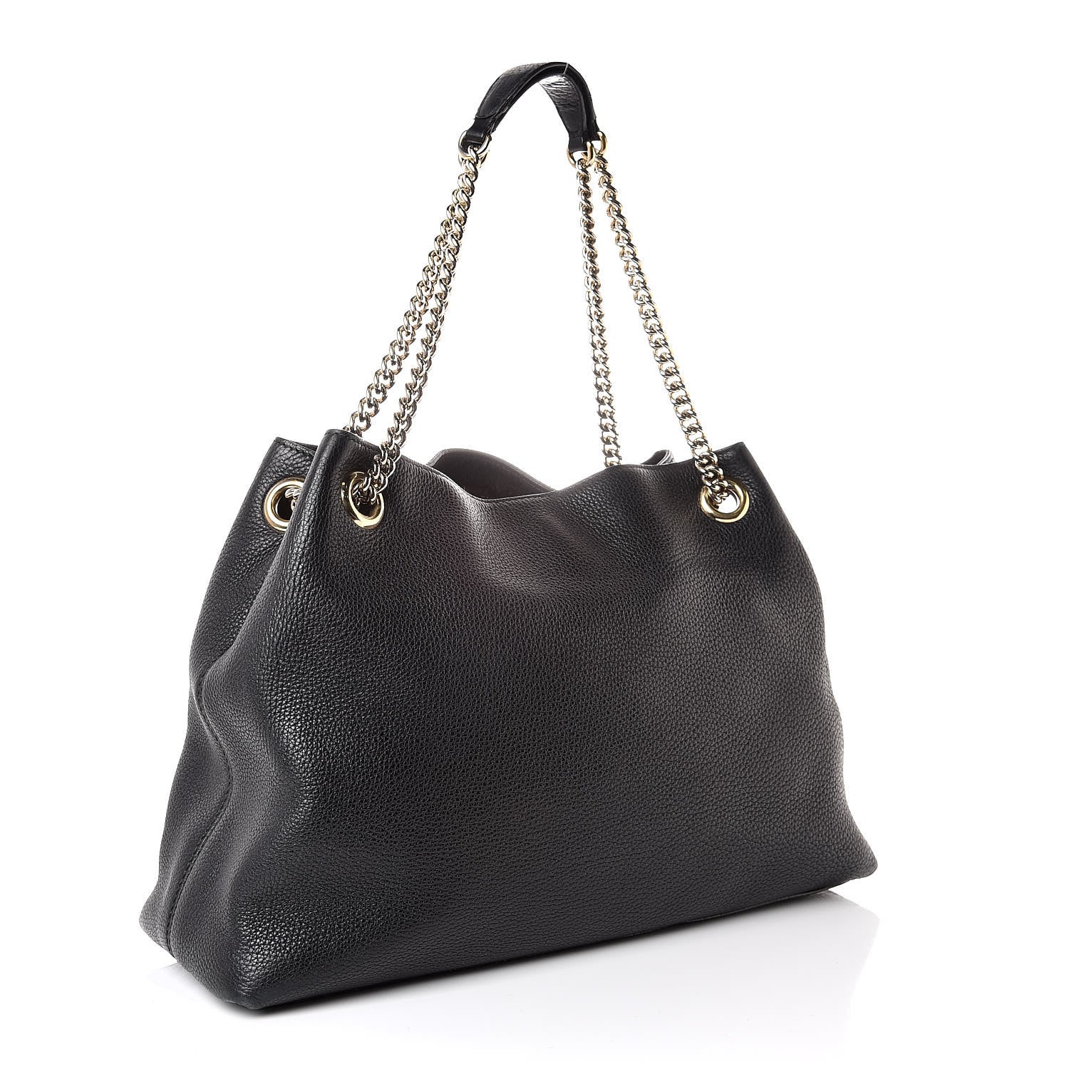 Gucci Pebbled Calfskin Medium Soho Chain Shoulder Bag Black 3 of 14