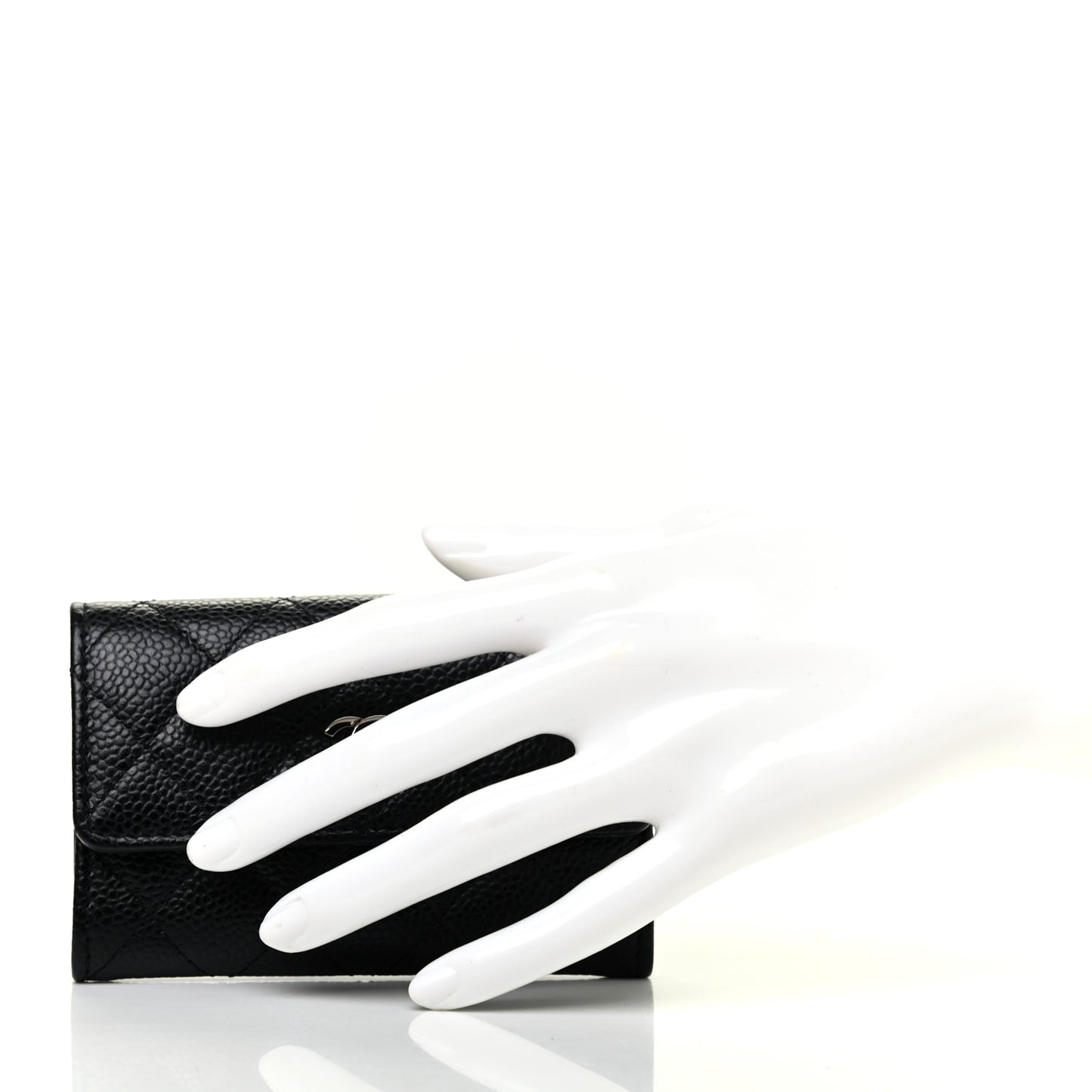 Caviar Quilted Flap Card Holder Black