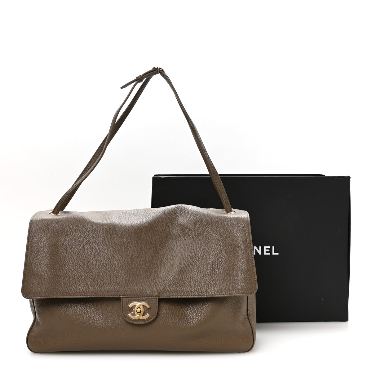 Grained Calfskin Souplissimo Maxi Flap Light Brown