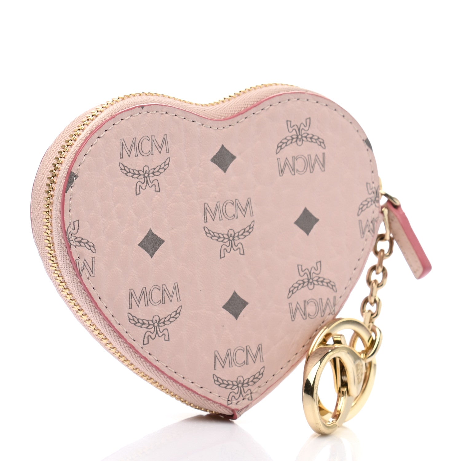 MCM Visetos Heart Key Pouch Pink 3 of 9