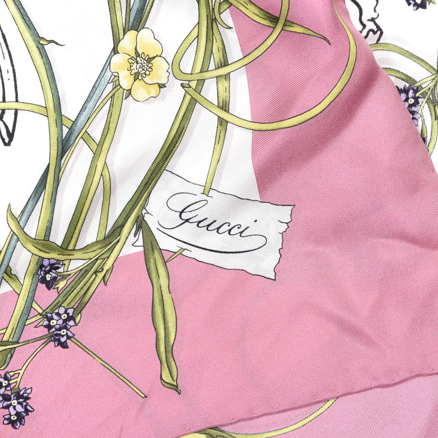 Gucci Silk Twill Flora Infinity Chrissy Square Scarf White Pink 2 of 4