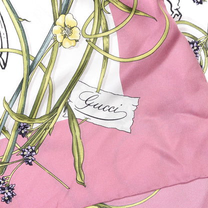 Gucci Silk Twill Flora Infinity Chrissy Square Scarf White Pink 2 of 4