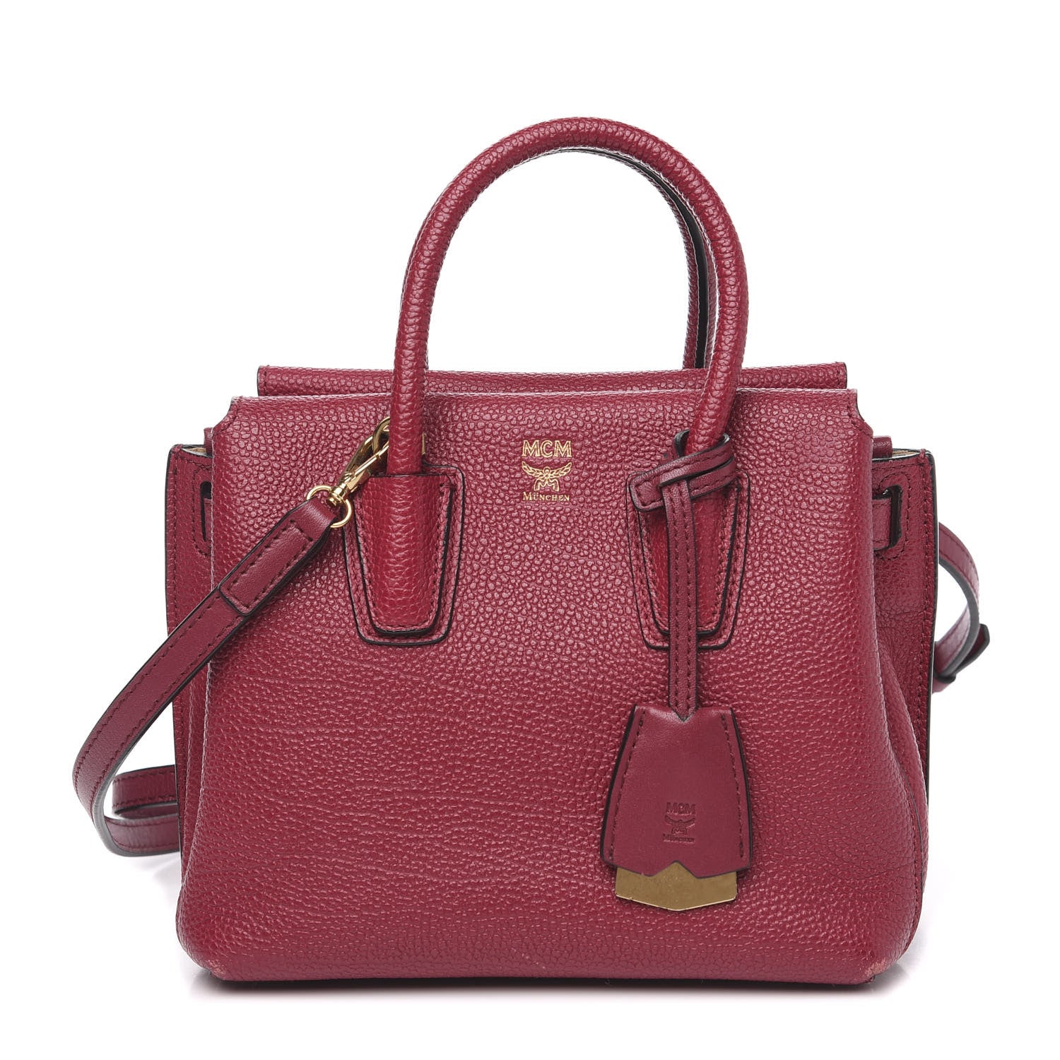 MCM Grained Calfskin Mini Milla Tote Burgundy 1 of 11
