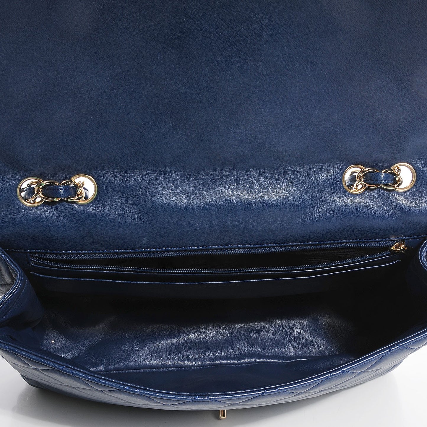 Lambskin Jumbo Single Flap Dark Blue
