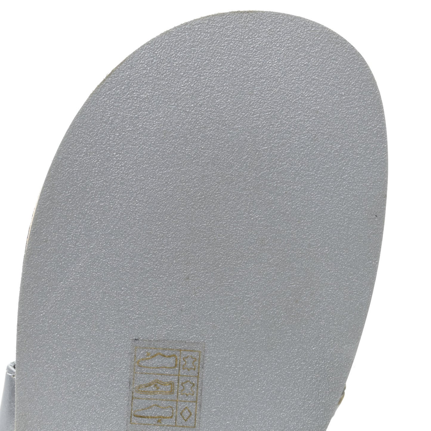 Metallic Calfskin Chain Flat Sandals 38 Silver