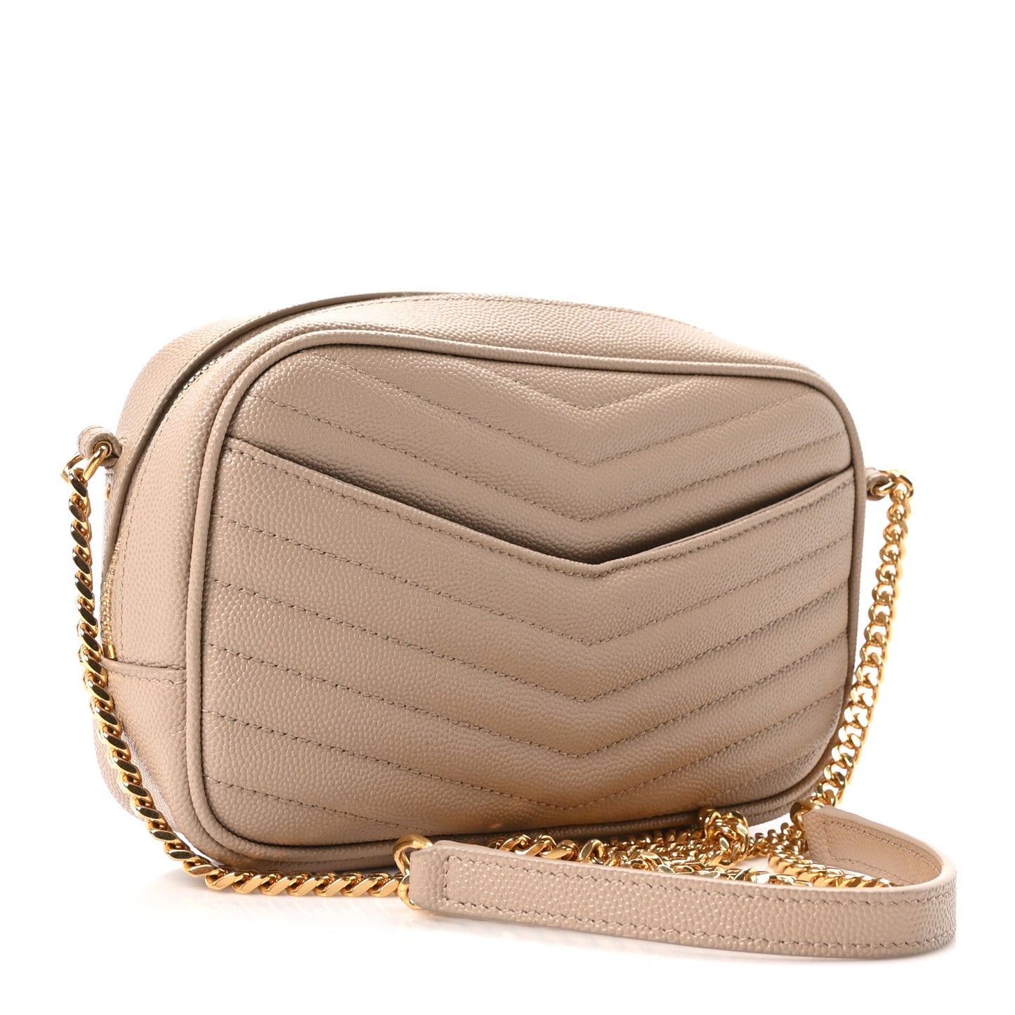 Grain De Poudre Matelasse Monogram Mini Lou Camera Bag Dark Beige