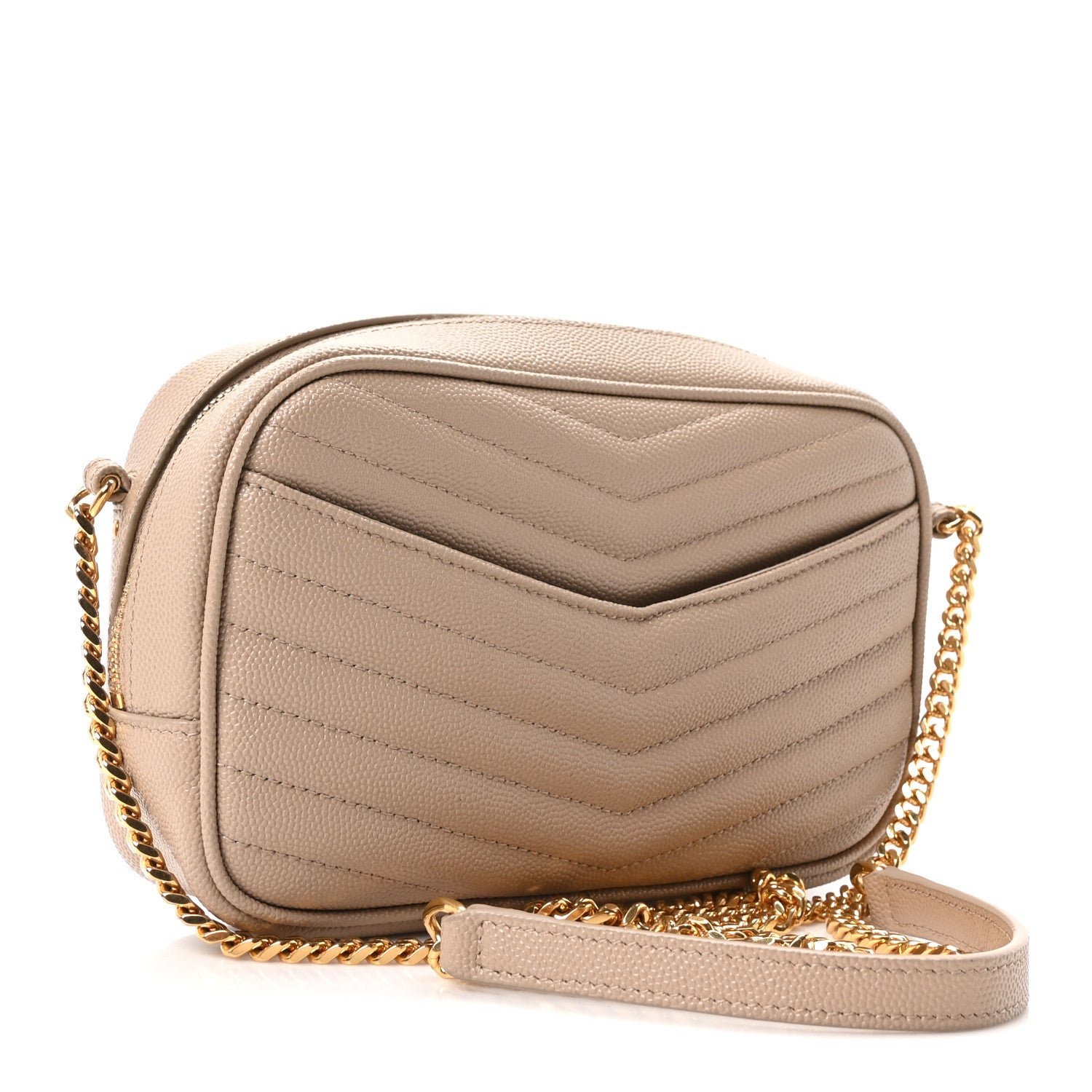 Saint Laurent Grain De Poudre Matelasse Monogram Mini Lou Camera Bag Dark Beige 3 of 11