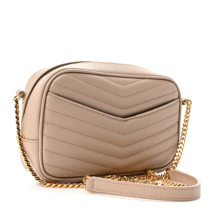 Saint Laurent Grain De Poudre Matelasse Monogram Mini Lou Camera Bag Dark Beige 3 of 11