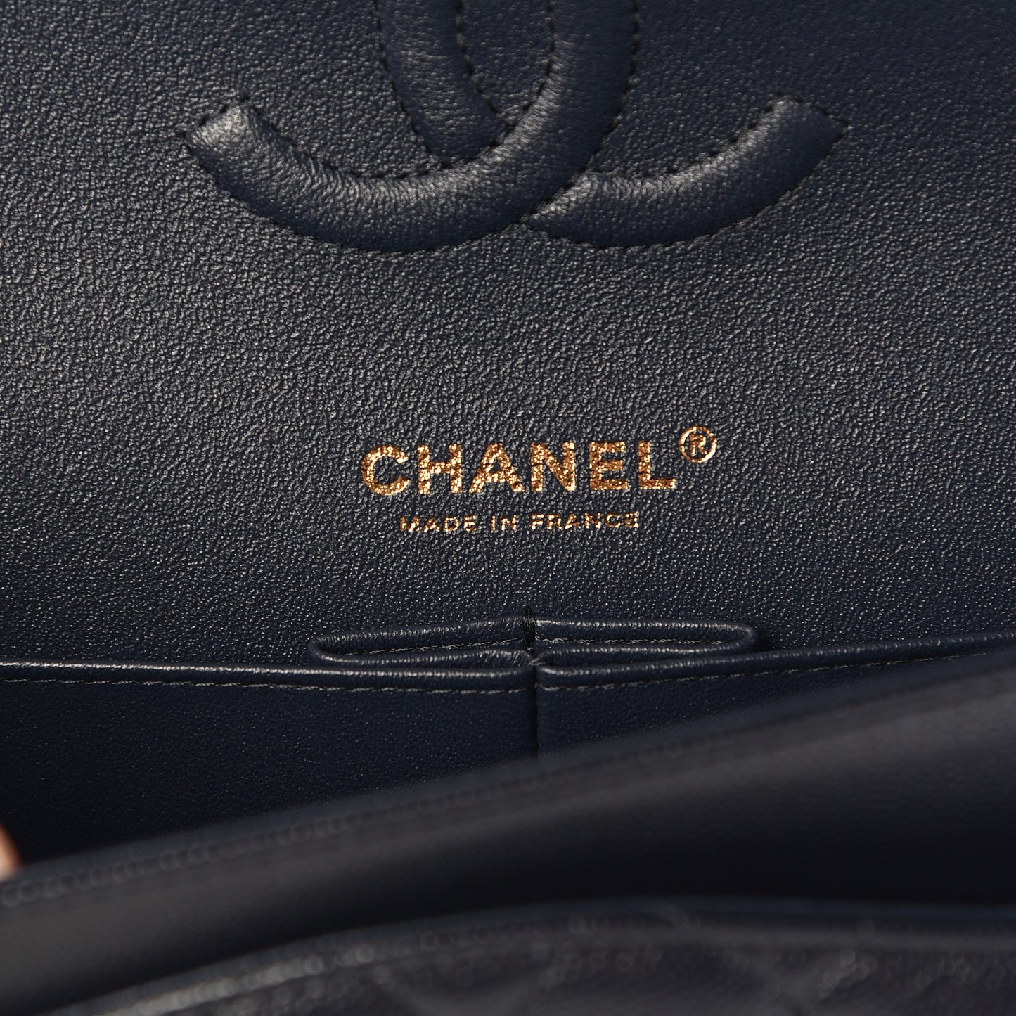 Caviar Quilted Medium Double Flap Navy
