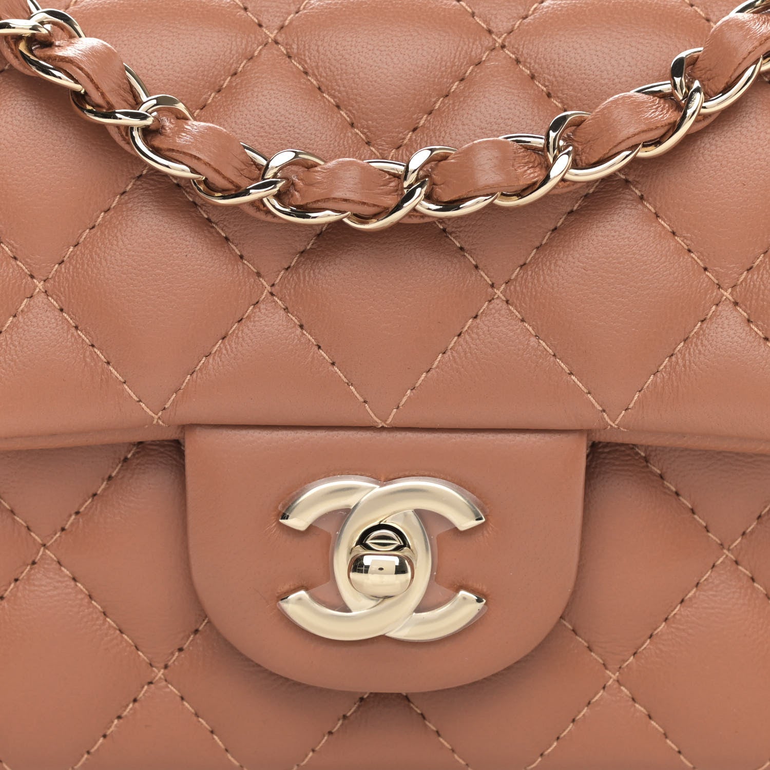 Chanel Lambskin Quilted Mini Rectangular Flap Brown 8 of 11