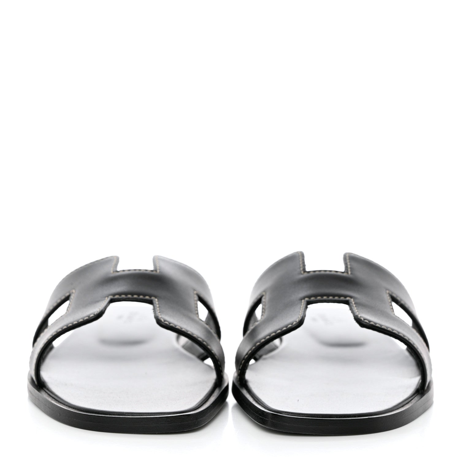 Hermes Box Calfskin Oran Sandals 36 Black 2 of 9