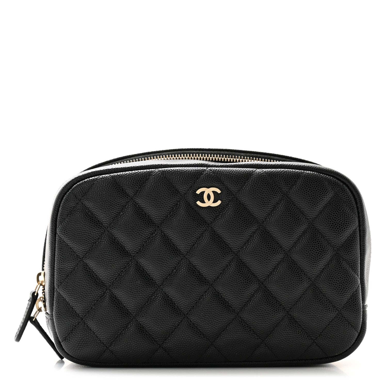 Chanel Caviar Quilted Medium Curvy Pouch Cosmetic Case Black 1 of 7