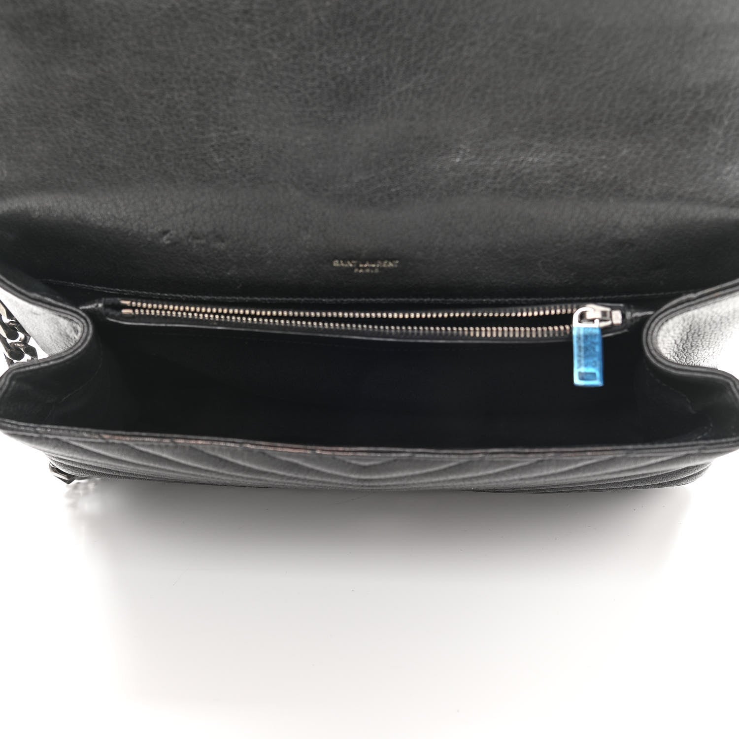 Saint Laurent Sheepskin Matelasse Chevron Monogram Large College Satchel Black 5 of 16