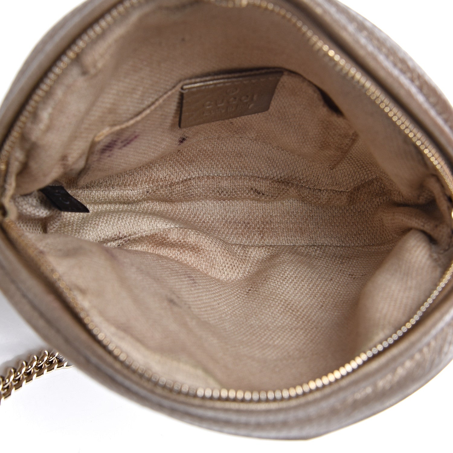 Gucci Metallic Pebbled Calfskin Mini Soho Chain Bag Golden Beige 5 of 11