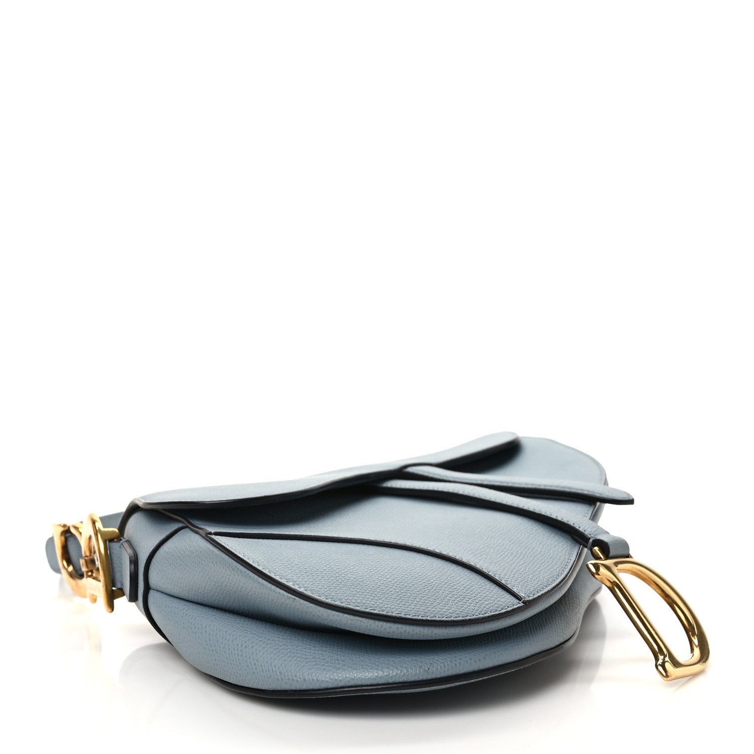 Christian Dior Grained Calfskin Saddle Bag Sky Blue 4 of 10