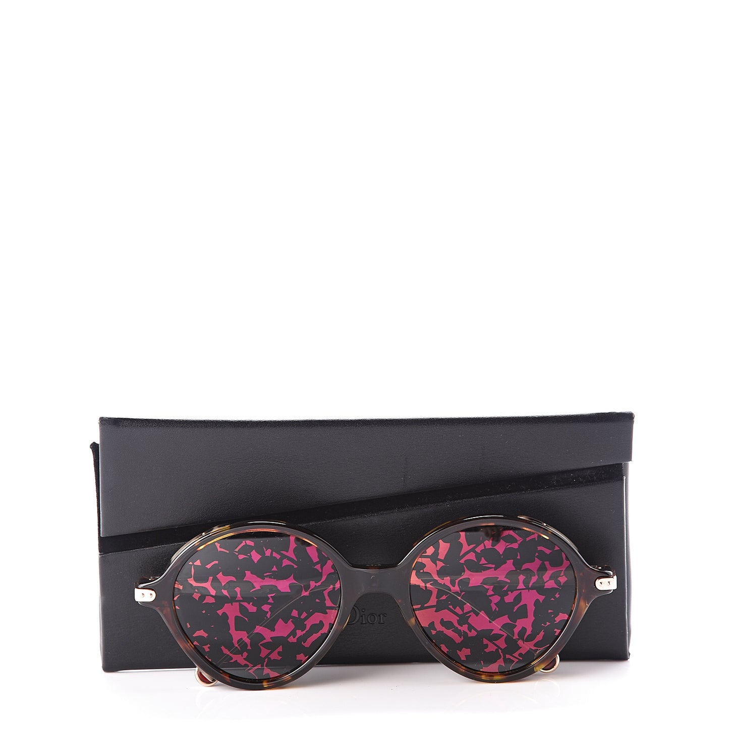 Acetate Leaf Print Umbrage Round Sunglasses Pink Foliage