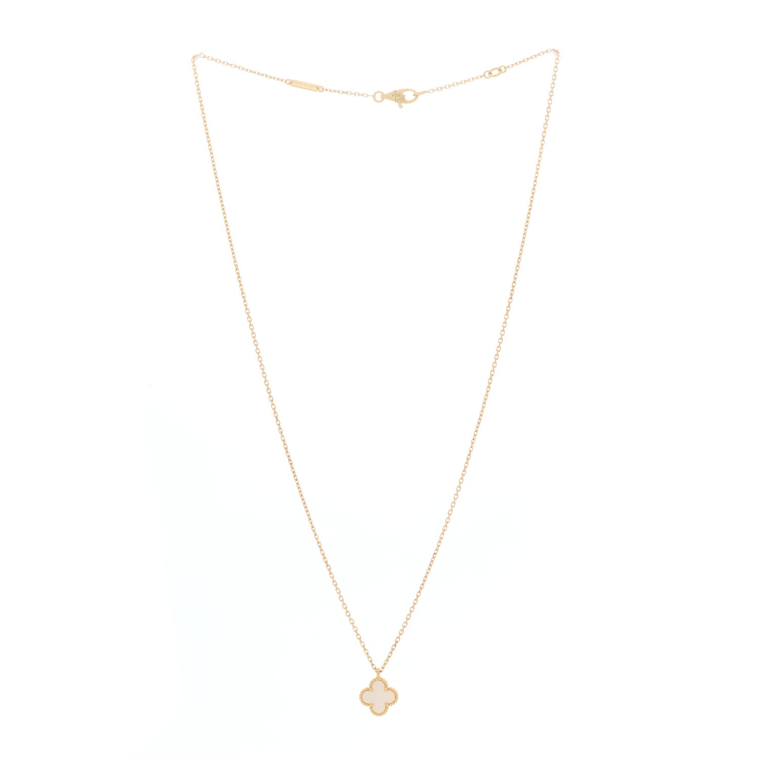 Van Cleef & Arpels 18K Yellow Gold Mother of Pearl Sweet Alhambra Pendant Necklace 2 of 4