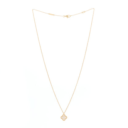 Van Cleef & Arpels 18K Yellow Gold Mother of Pearl Sweet Alhambra Pendant Necklace 2 of 4