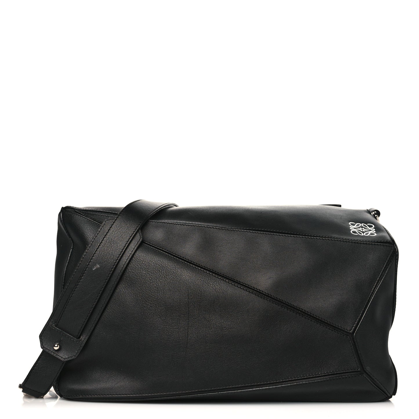 Calfskin XL Zipper Puzzle Bag Black