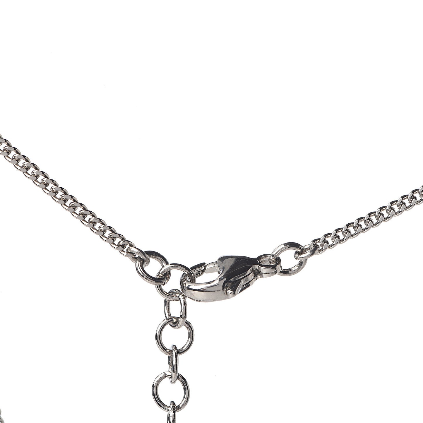 Crystal CC Drop Pendant Necklace Silver